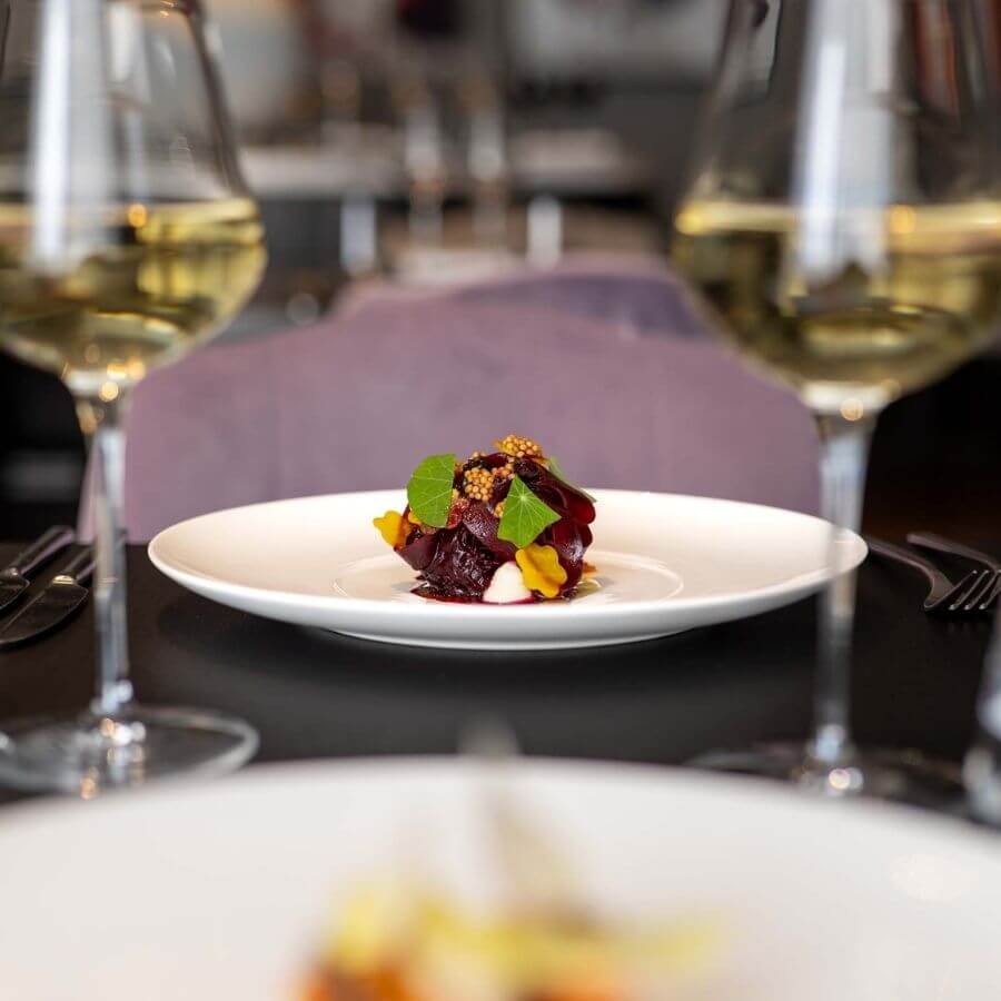 Blas Restaurant Dinner. Beetroot and Goat Cheese Starter