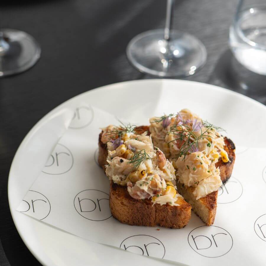 Blas Restaurant Lunch, Solva Crab on Toasted Brioche