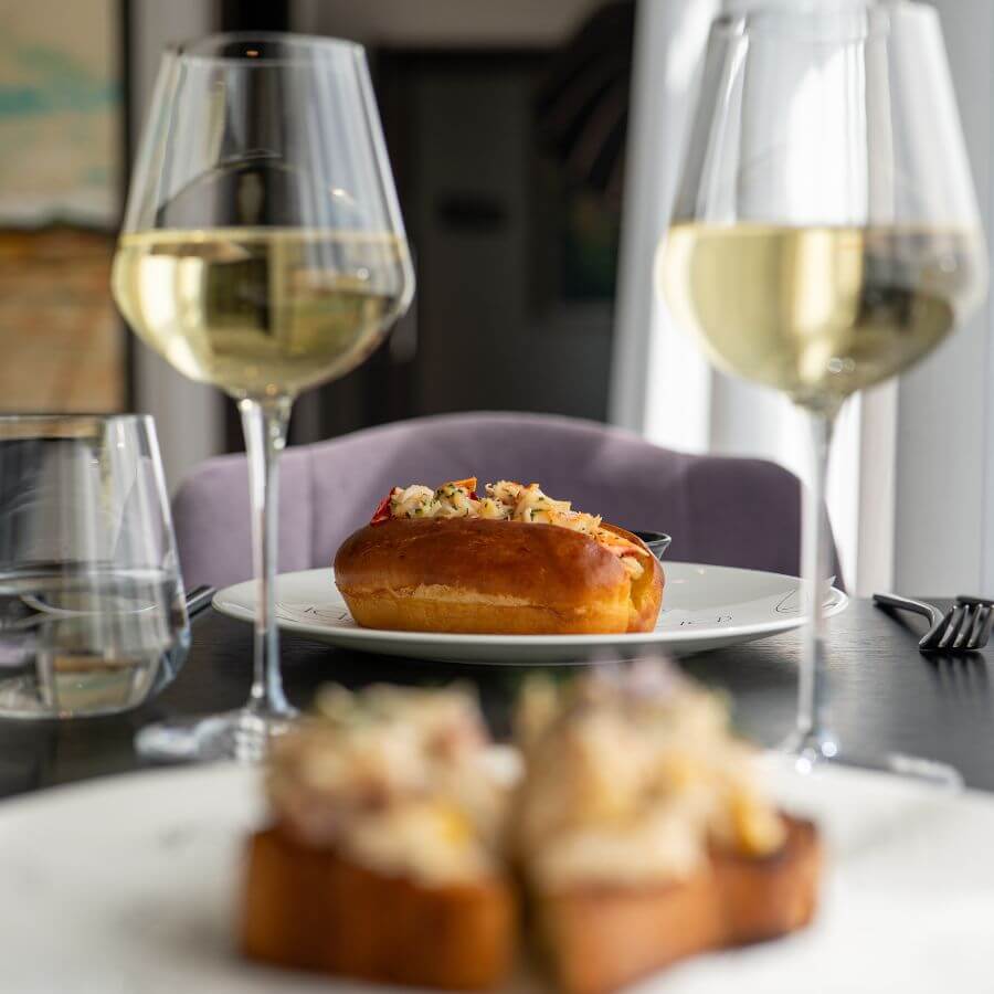 Blas Restaurant Lunch. Solva Lobster in a Milk Bread Roll