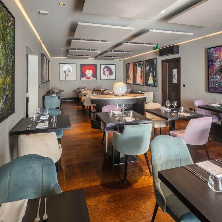 Blas Restaurant Dining Area with Contemporary Artwork
